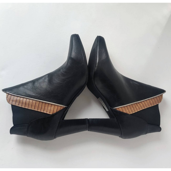 MARK Black Faux Leather Heeled Ankle Boots 10 - Picture 5 of 9